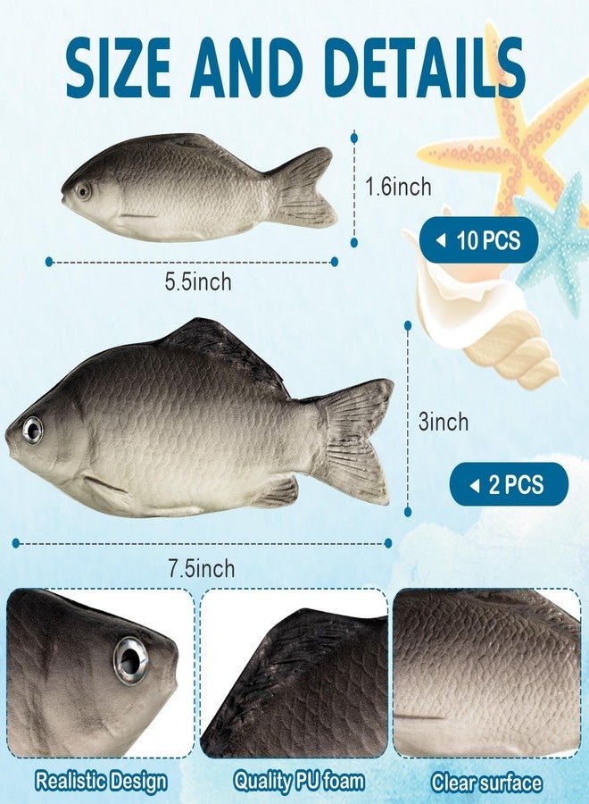 Liliful 12 Pcs Fake Fish Artificial Realistic Toys Stuffed Foam Faux Sea Fish Including Big and Small for Home Decoration Aquarium Display Ornaments Stage Drama Photography Prop Prank Prop - Image 2